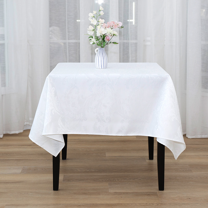 150x150 'Crocus bloem wit rechthoekig jacquard tafelkleed