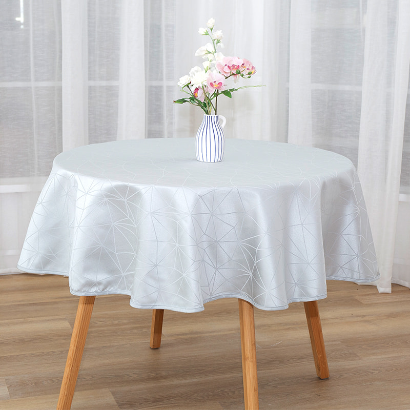 R160cm geometrische grijze cirkelvormige jacquard tafelkleed