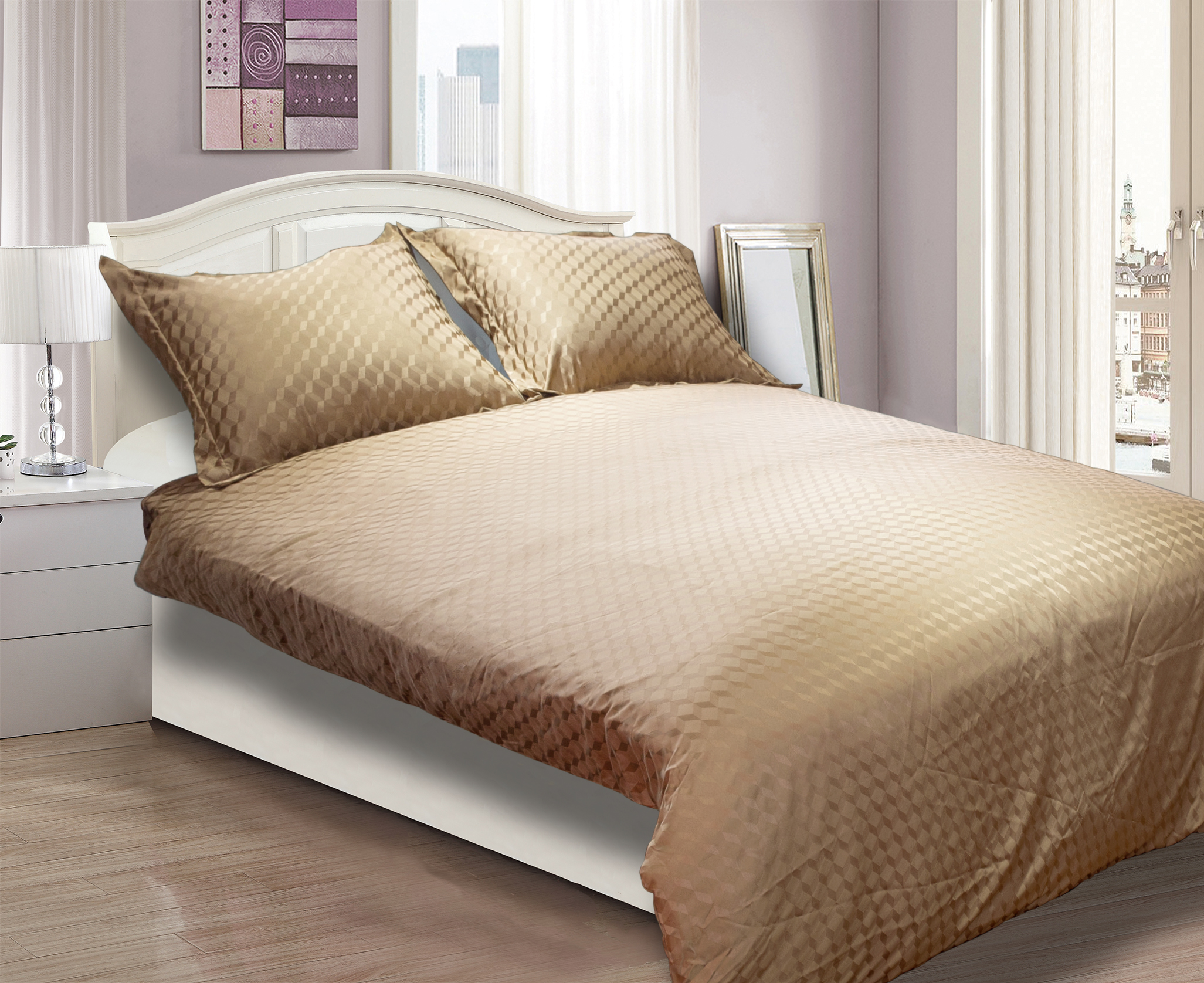 3D gouden diamantrooster Jacquard beddengoedset