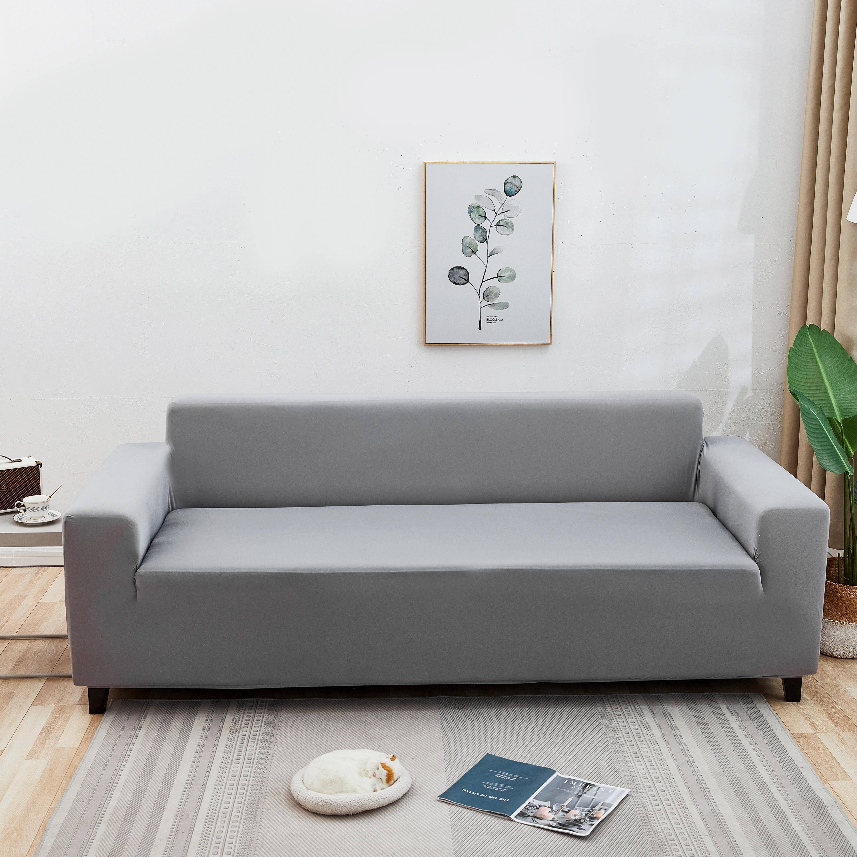 Microveiber polyester grijs elastische bankdeksel