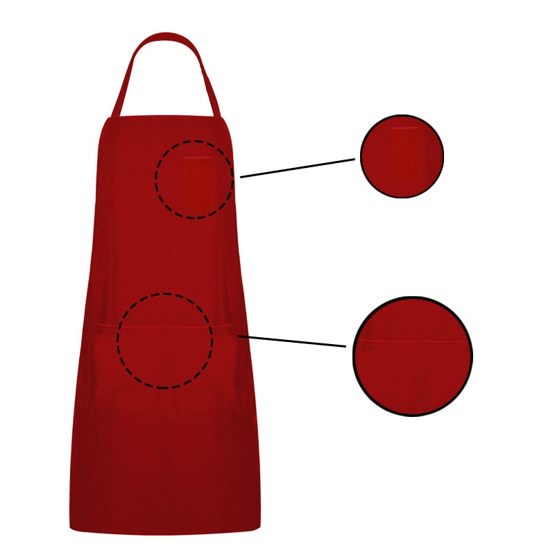 Rood polyester slabbetje schort met drie zakken