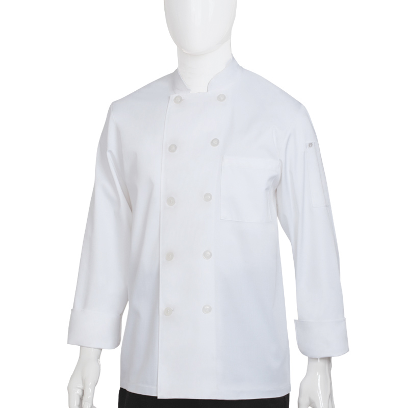 Wit chef -kokshirt met lange mouwen