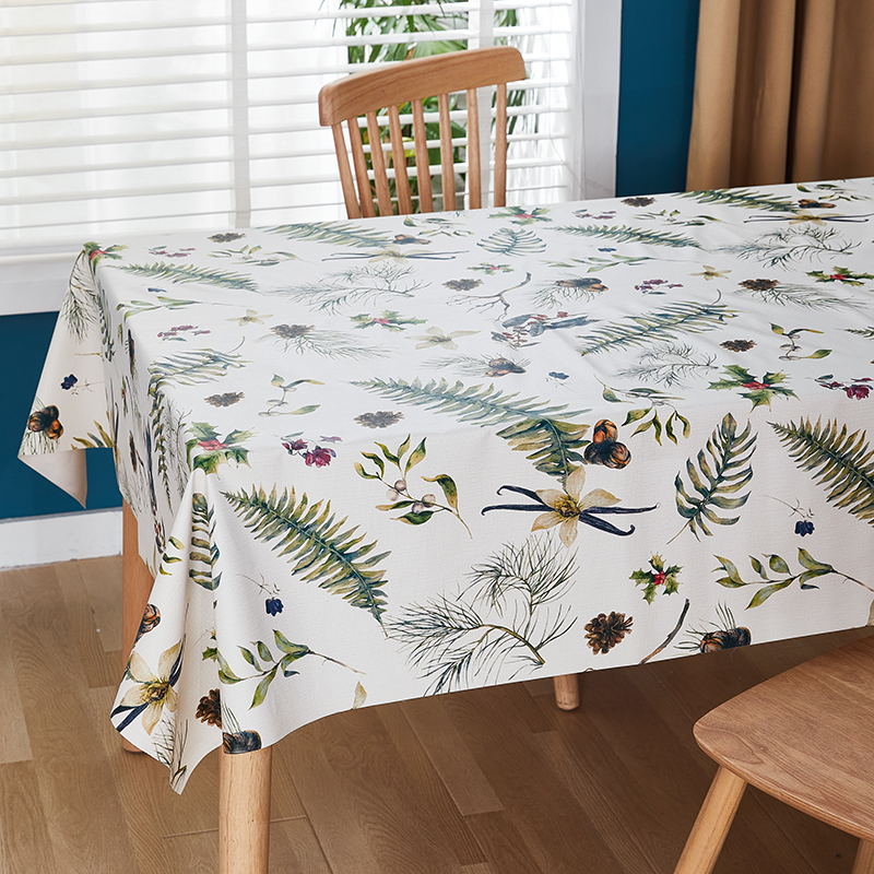 Dennenpatroon waterdicht en oliebestendig PVC tafelkleed voor Kerstmis
