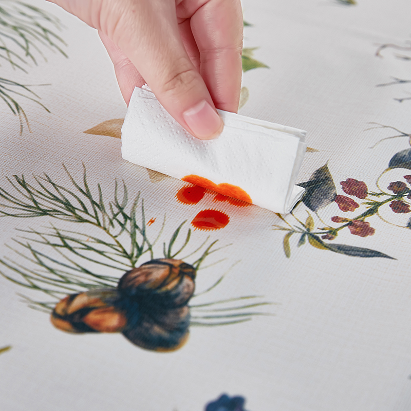 Dennenpatroon waterdicht en oliebestendig PVC tafelkleed voor Kerstmis