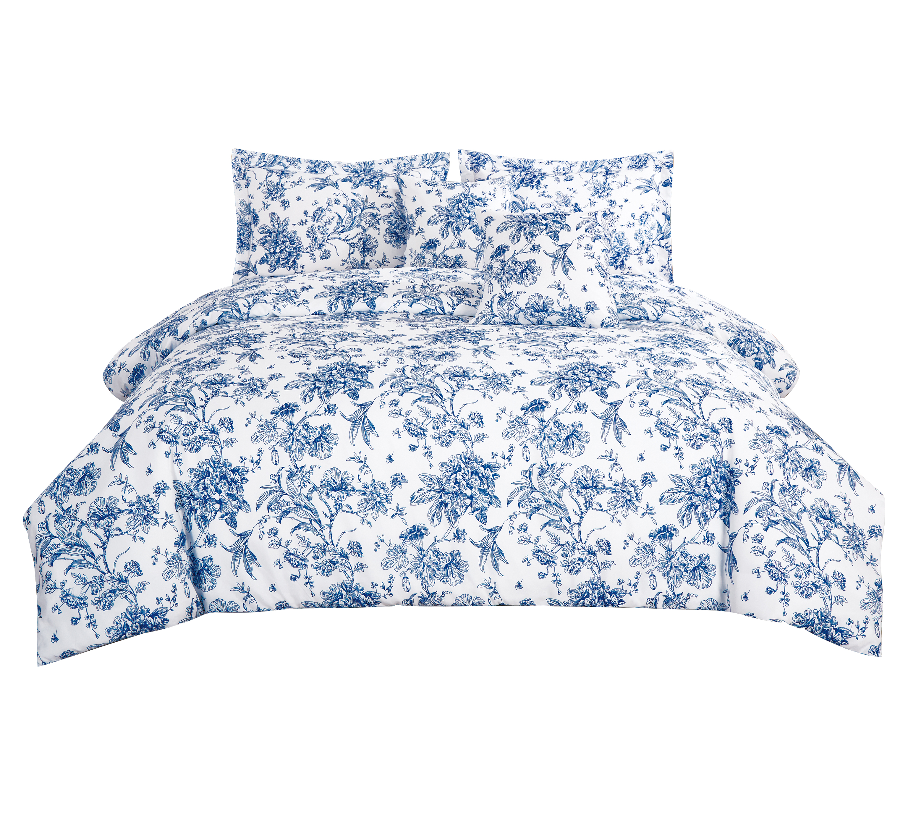 Blauw bedrukte beddengoedset