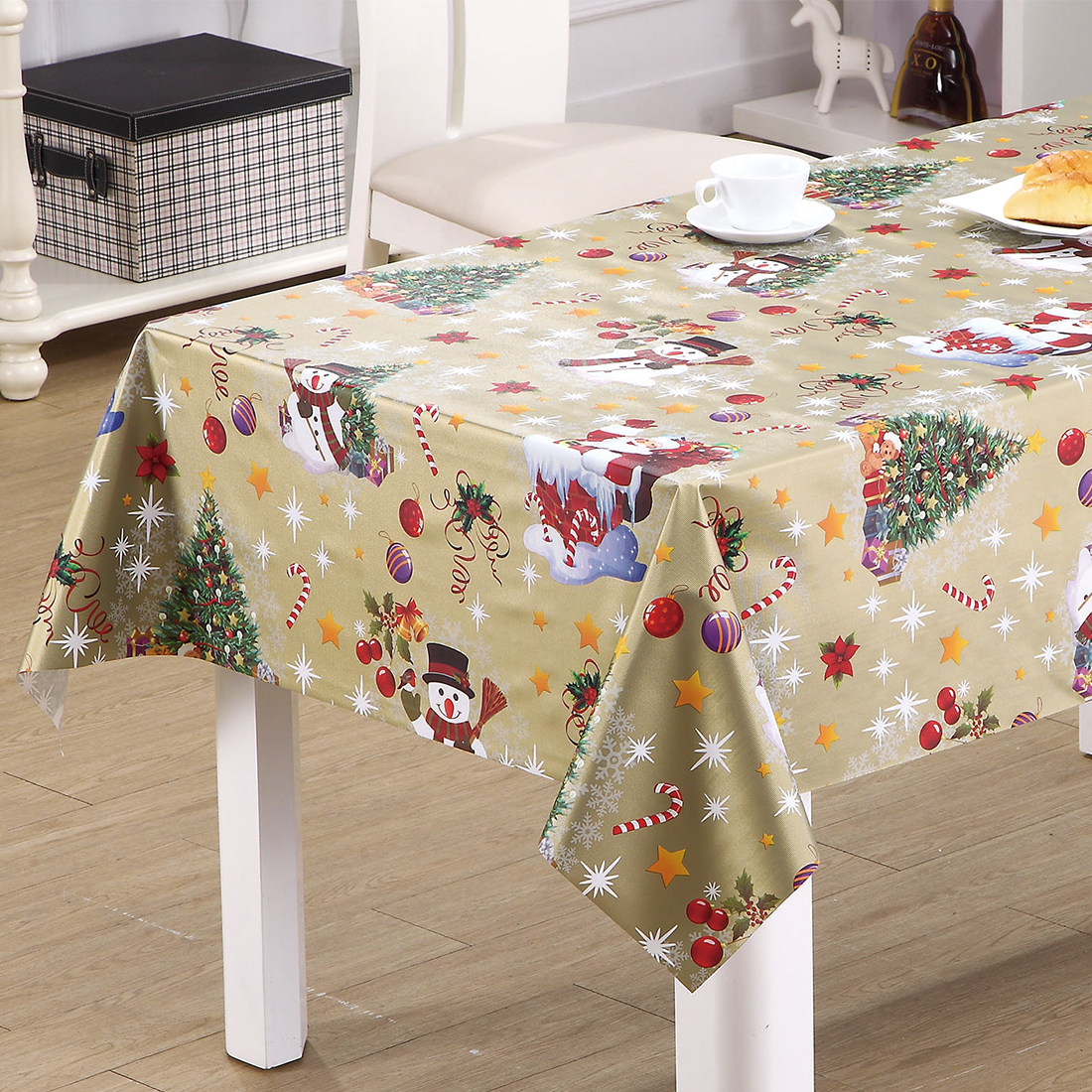 Mooie Santa Pvc TableCleoth voor Kerstmis